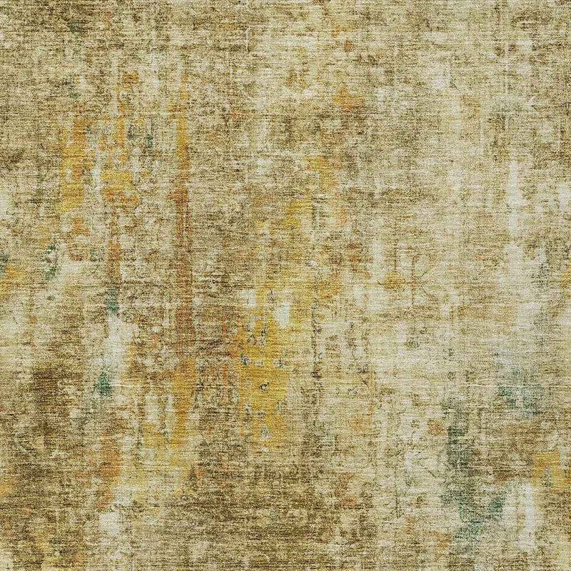 10' X 14' Brown Beige And Gold Abstract Washable Indoor Outdoor Area Rug
