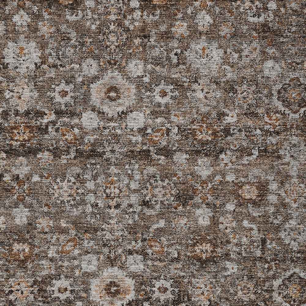 8' X 10' Dark Brown Brown And Taupe Oriental Washable Indoor Outdoor Area Rug