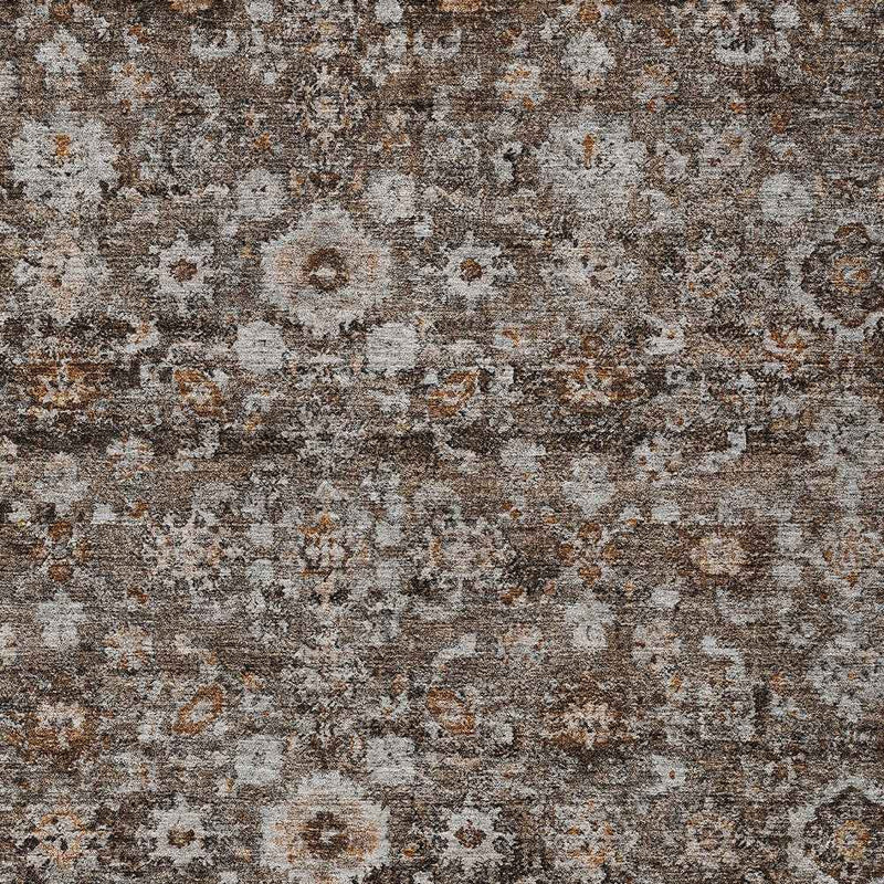 8' X 10' Dark Brown Brown And Taupe Oriental Washable Indoor Outdoor Area Rug
