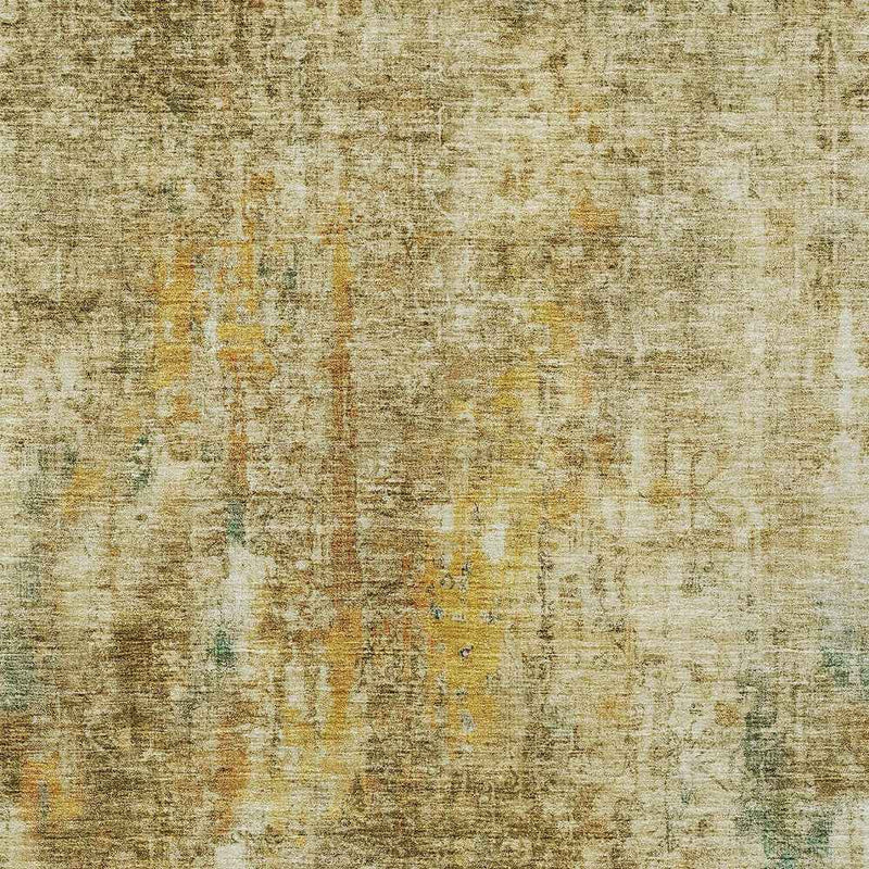 3' X 5' Brown Beige And Gold Abstract Washable Indoor Outdoor Area Rug