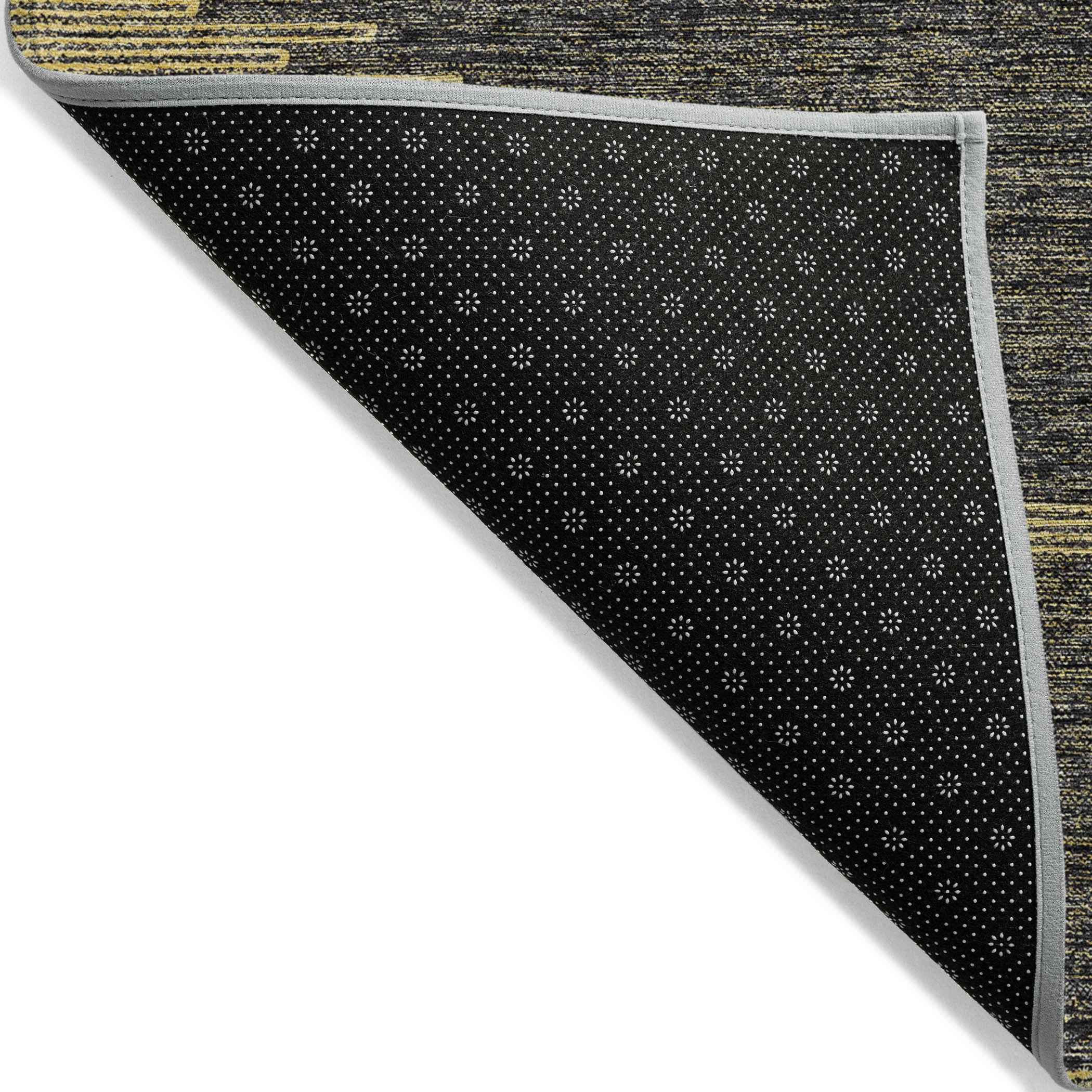 10' X 14' Dark Gray And Gold Abstract Washable Indoor Outdoor Area Rug