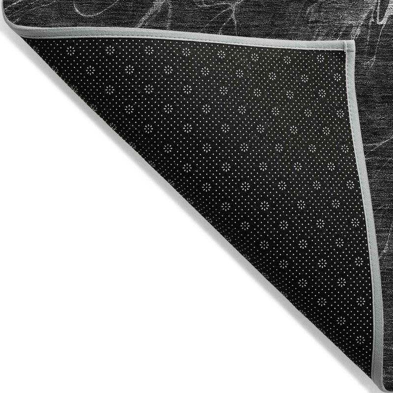 8' X 10' Charcoal Gray And Silver Abstract Washable Indoor Outdoor Area Rug