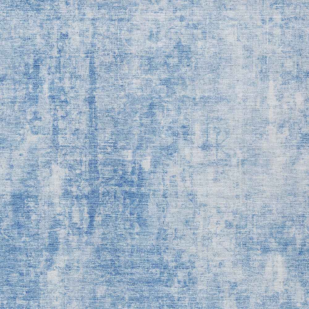 9' X 12' Denim Blue And Ivory Abstract Washable Indoor Outdoor Area Rug