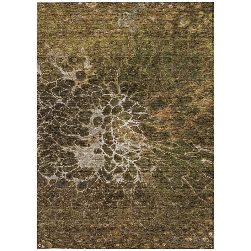 3' X 5' Chocolate And Gray Abstract Washable Indoor Outdoor Area Rug