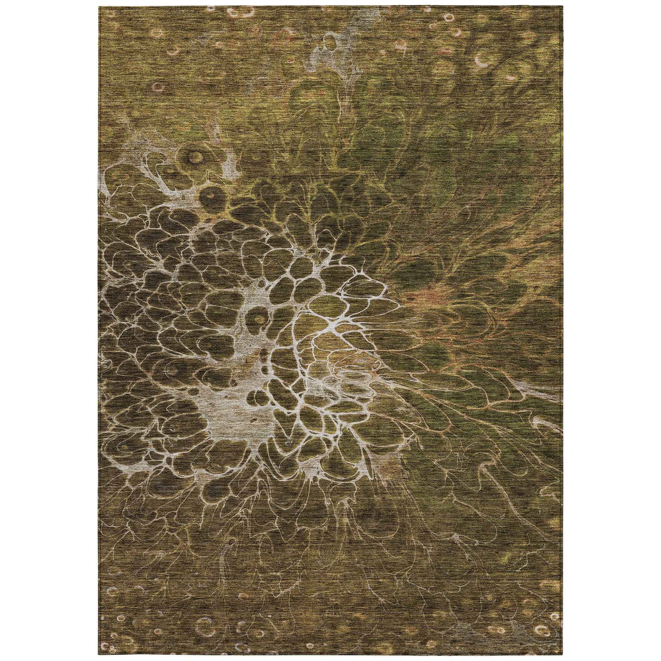 5' X 8' Chocolate And Gray Abstract Washable Indoor Outdoor Area Rug