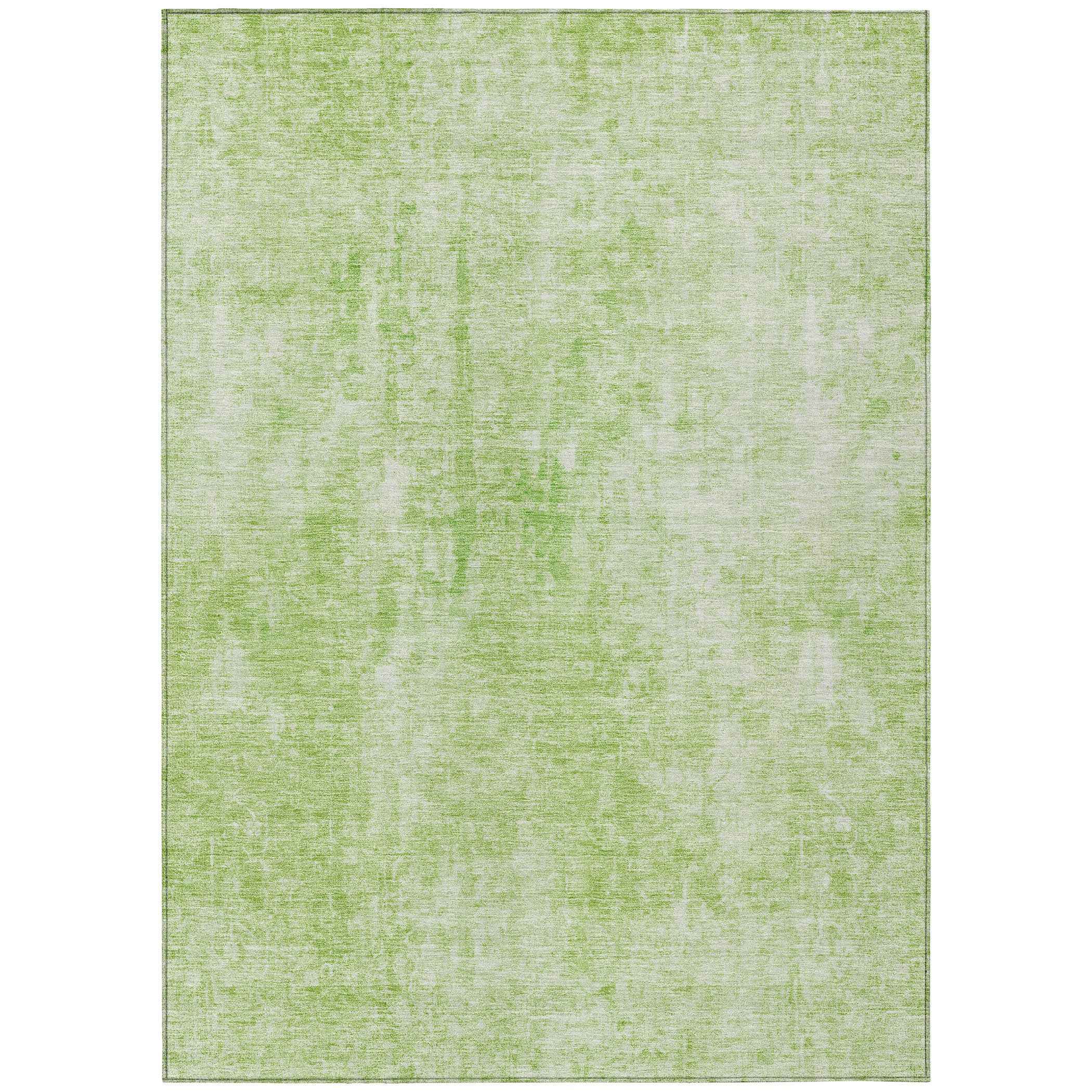 8' X 10' Green And Ivory Abstract Washable Indoor Outdoor Area Rug