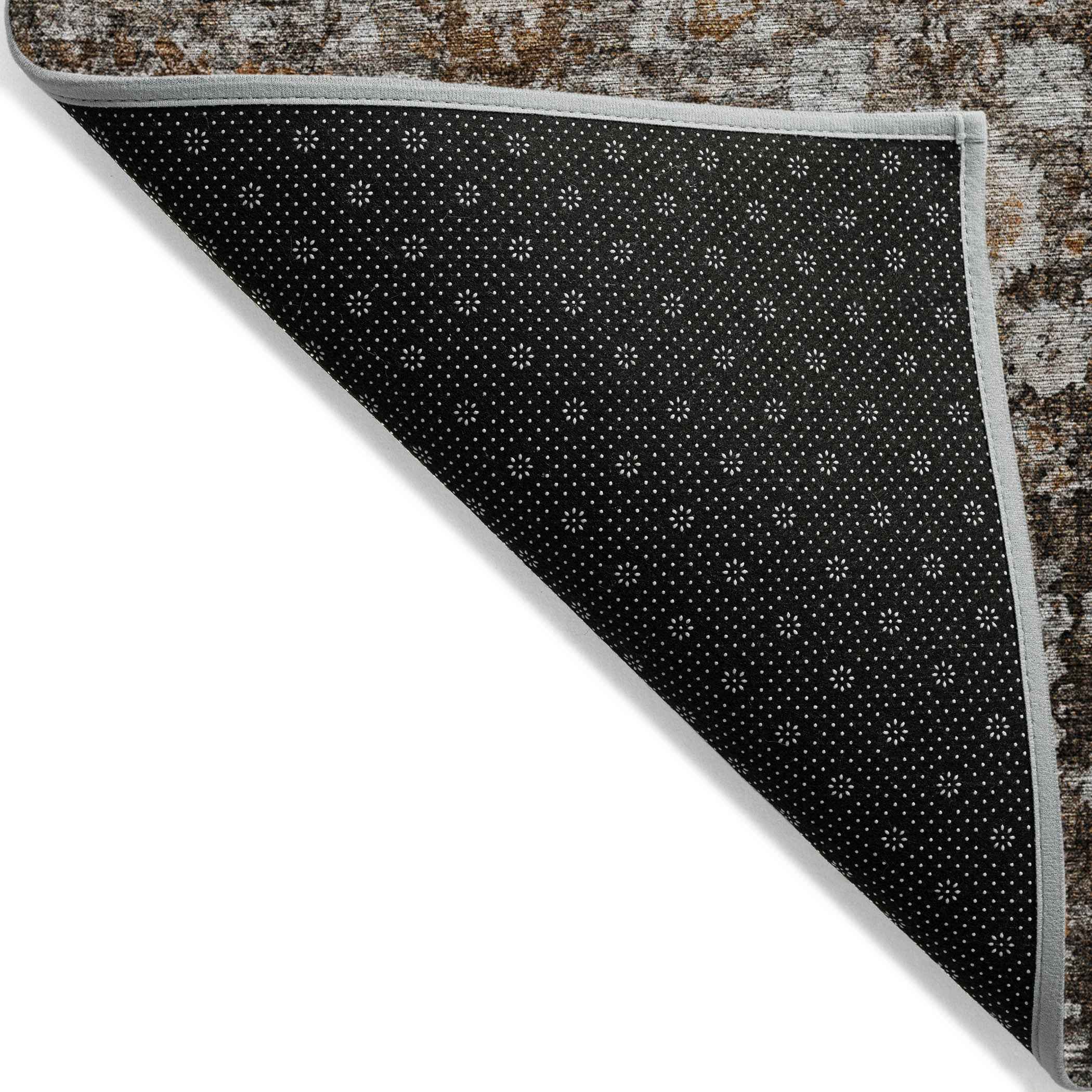 3' X 5' Dark Brown Brown And Taupe Oriental Washable Indoor Outdoor Area Rug