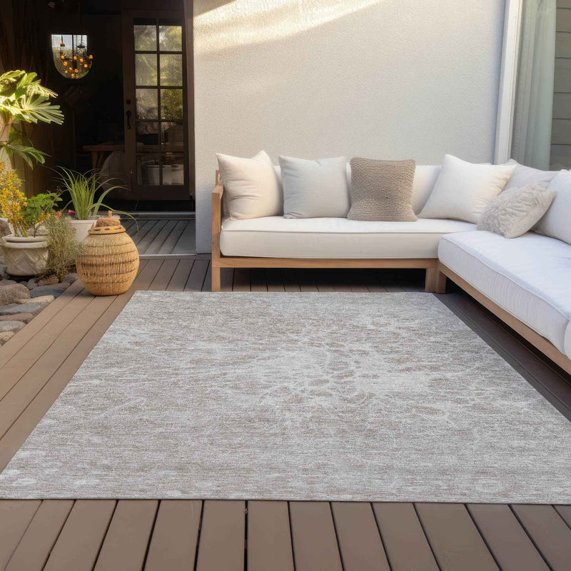 3' X 5' Taupe Beige And Ivory Abstract Washable Indoor Outdoor Area Rug