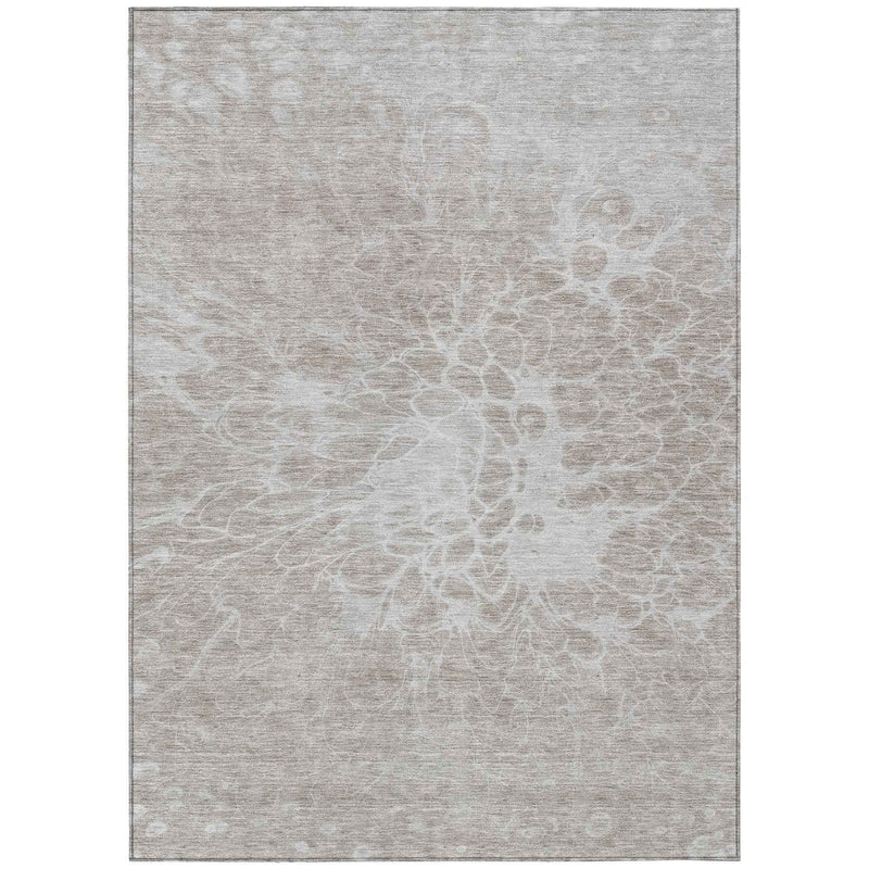 3' X 5' Taupe Beige And Ivory Abstract Washable Indoor Outdoor Area Rug