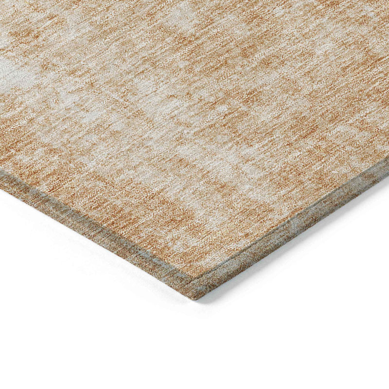 9' X 12' Terra Cotta Copper And Ivory Abstract Washable Indoor Outdoor Area Rug