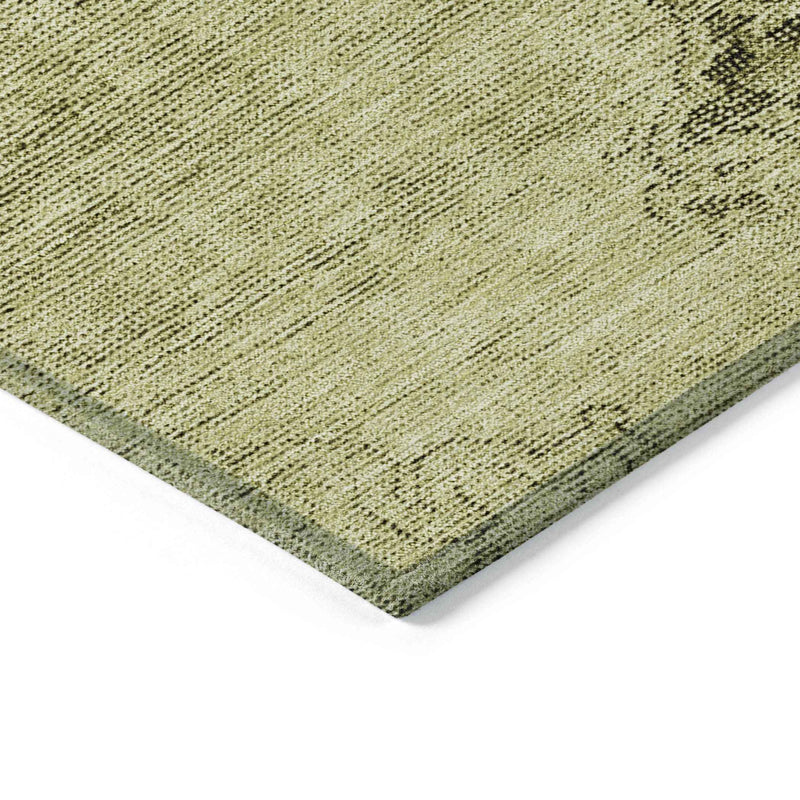 9' X 12' Khaki Brown And Taupe Oriental Washable Indoor Outdoor Area Rug