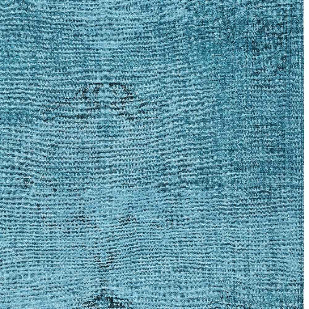 3' X 5' Denim Blue And Navy Blue Oriental Washable Indoor Outdoor Area Rug