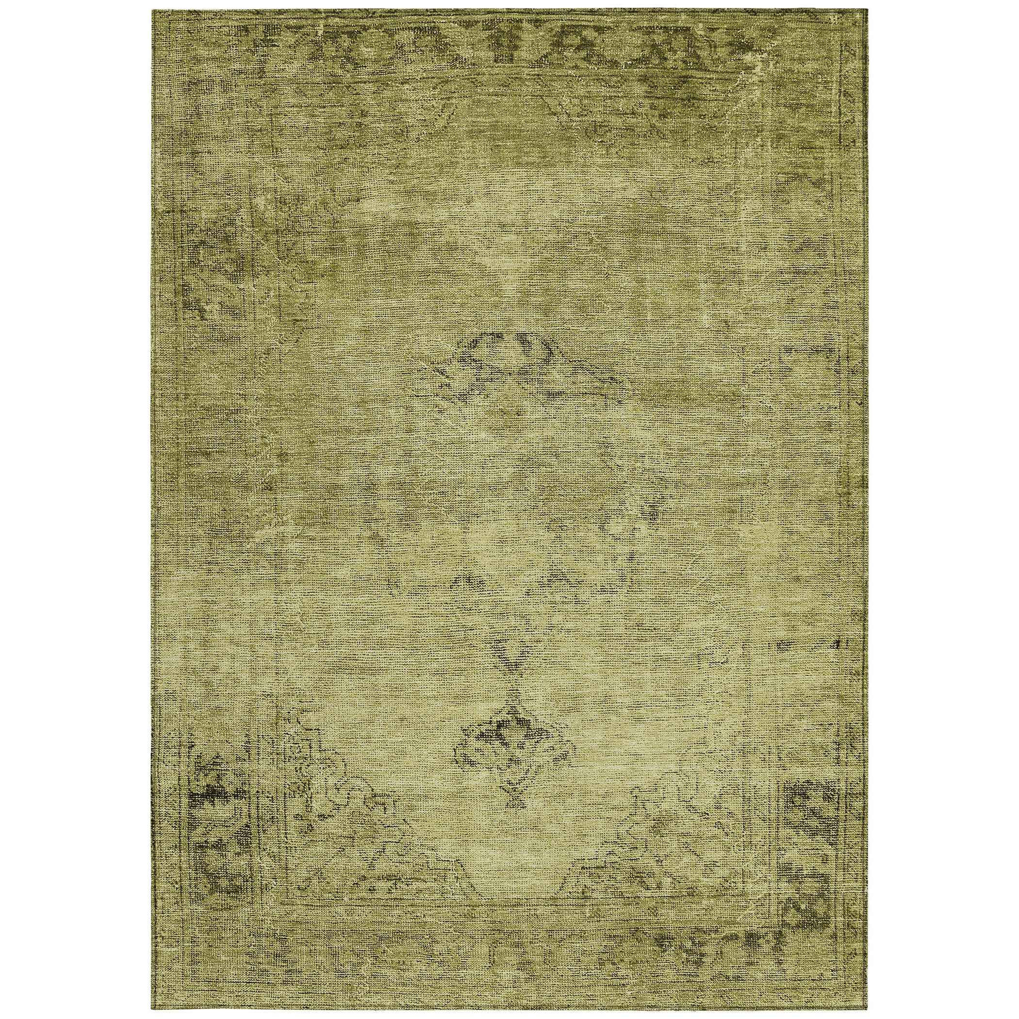 9' X 12' Khaki Brown And Taupe Oriental Washable Indoor Outdoor Area Rug