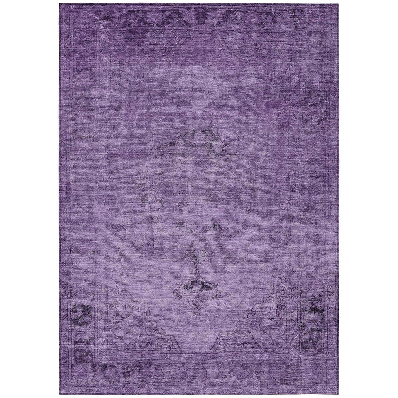5' X 8' Purple Eggplant And Lavender Oriental Washable Indoor Outdoor Area Rug