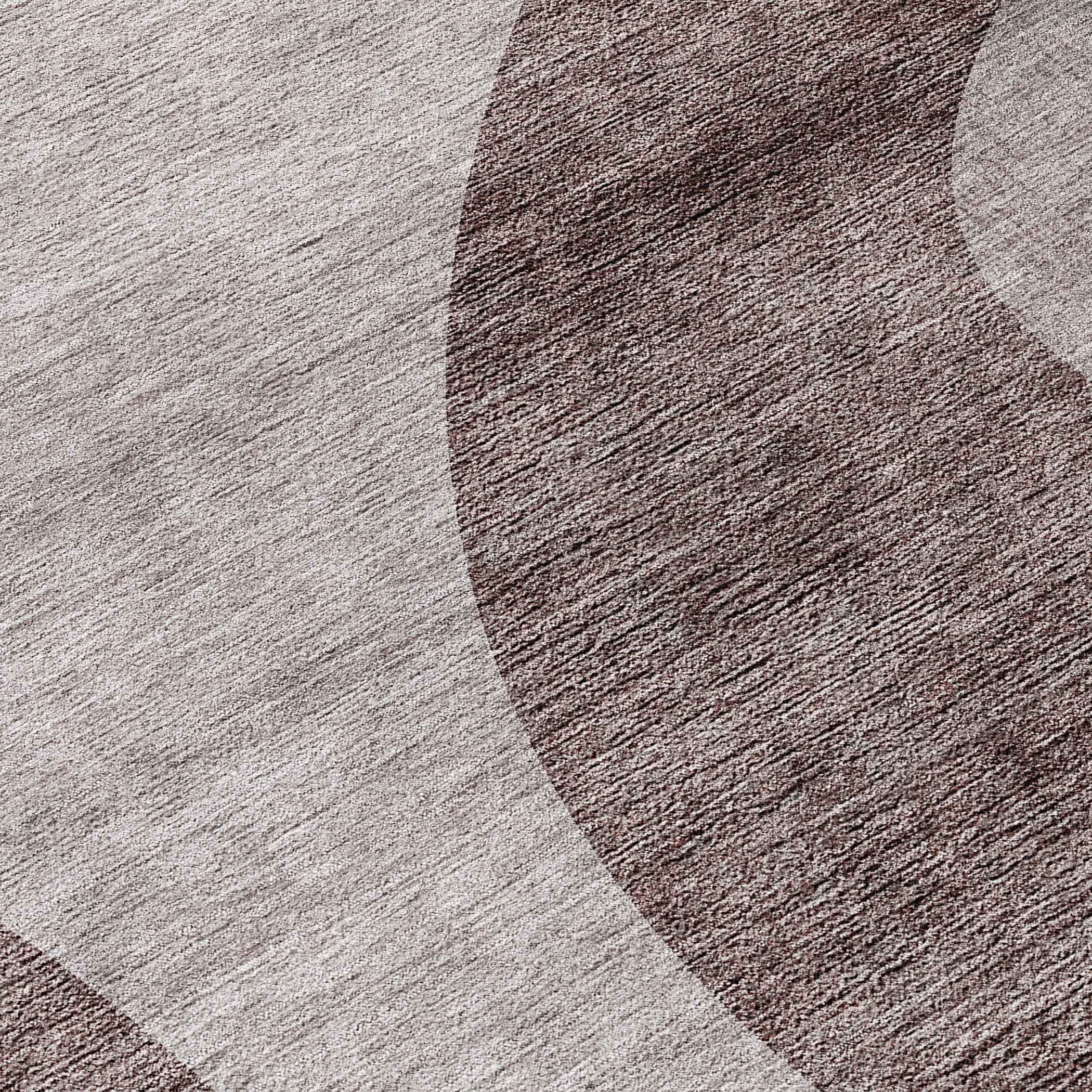 8' Brown Taupe And Beige Round Abstract Washable Indoor Outdoor Area Rug