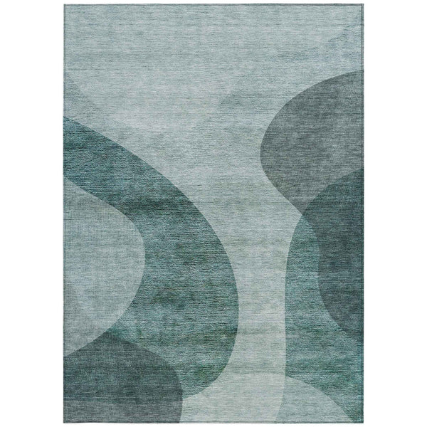 8' X 10' Green And Sage Abstract Washable Indoor Outdoor Area Rug