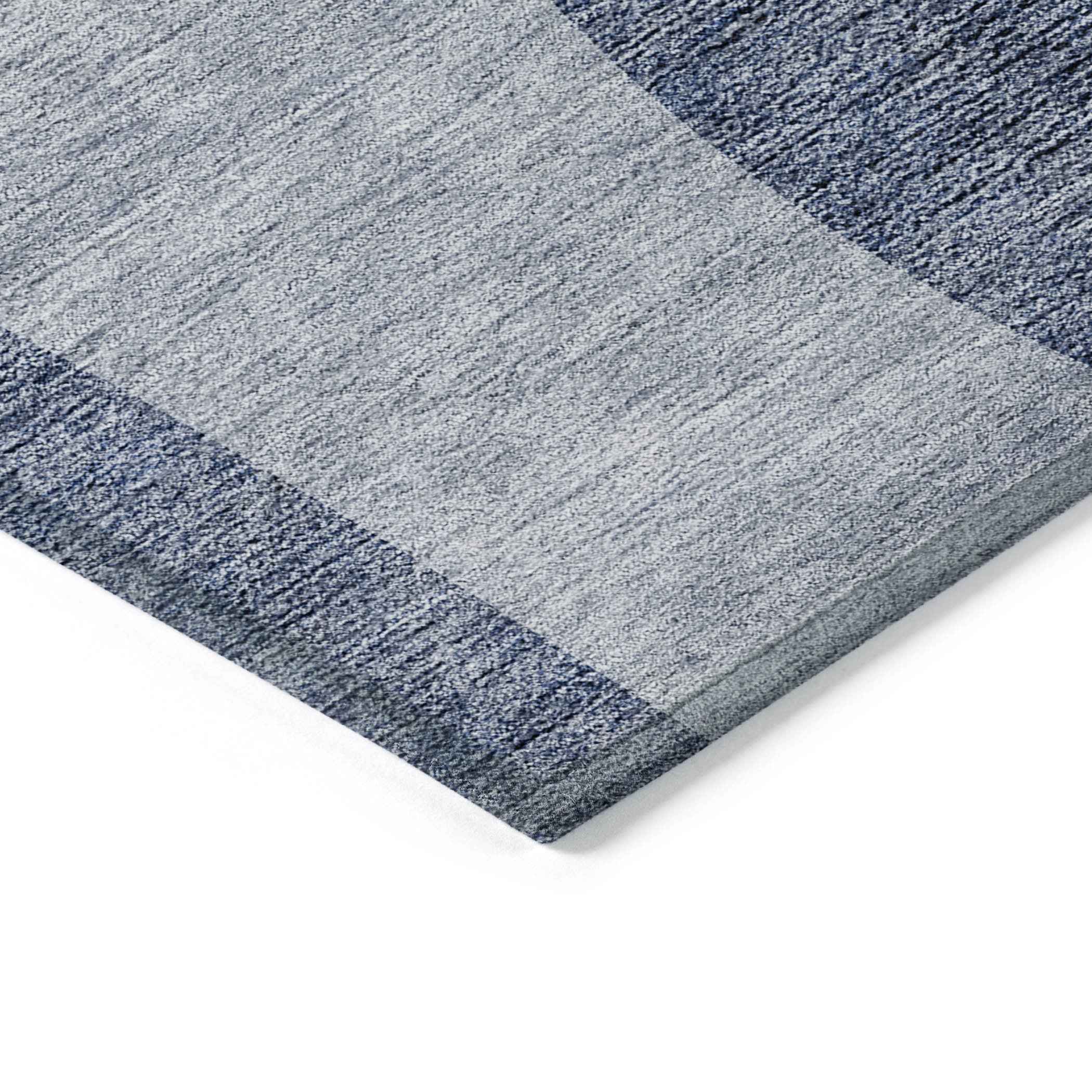10' X 14' Denim Blue And Sky Blue Abstract Washable Indoor Outdoor Area Rug