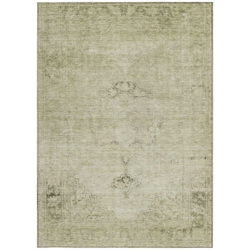 8' X 10' Beige Taupe And Brown Oriental Washable Indoor Outdoor Area Rug