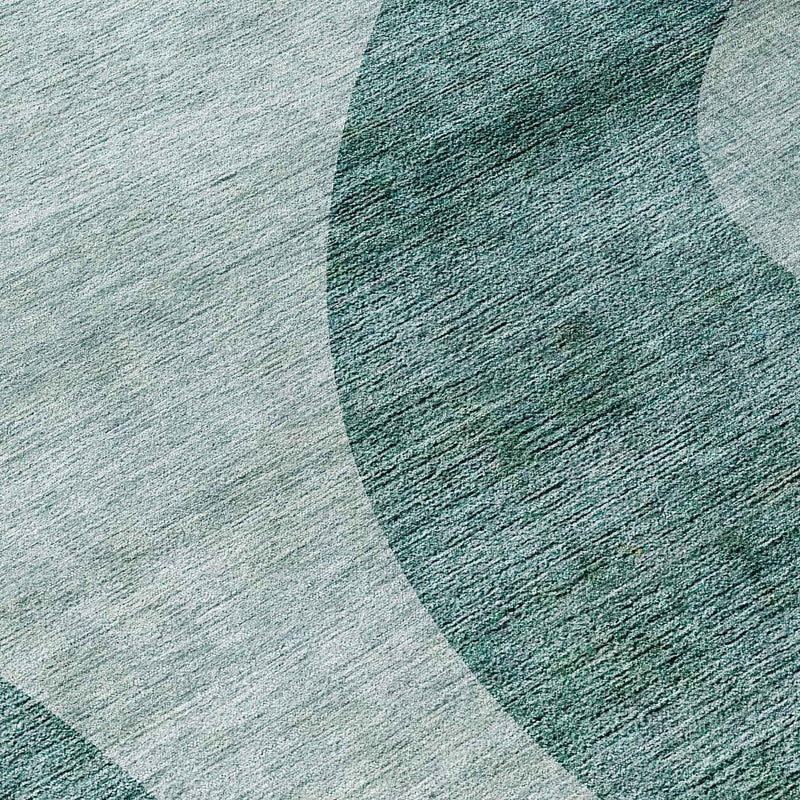 8' Green And Sage Round Abstract Washable Indoor Outdoor Area Rug