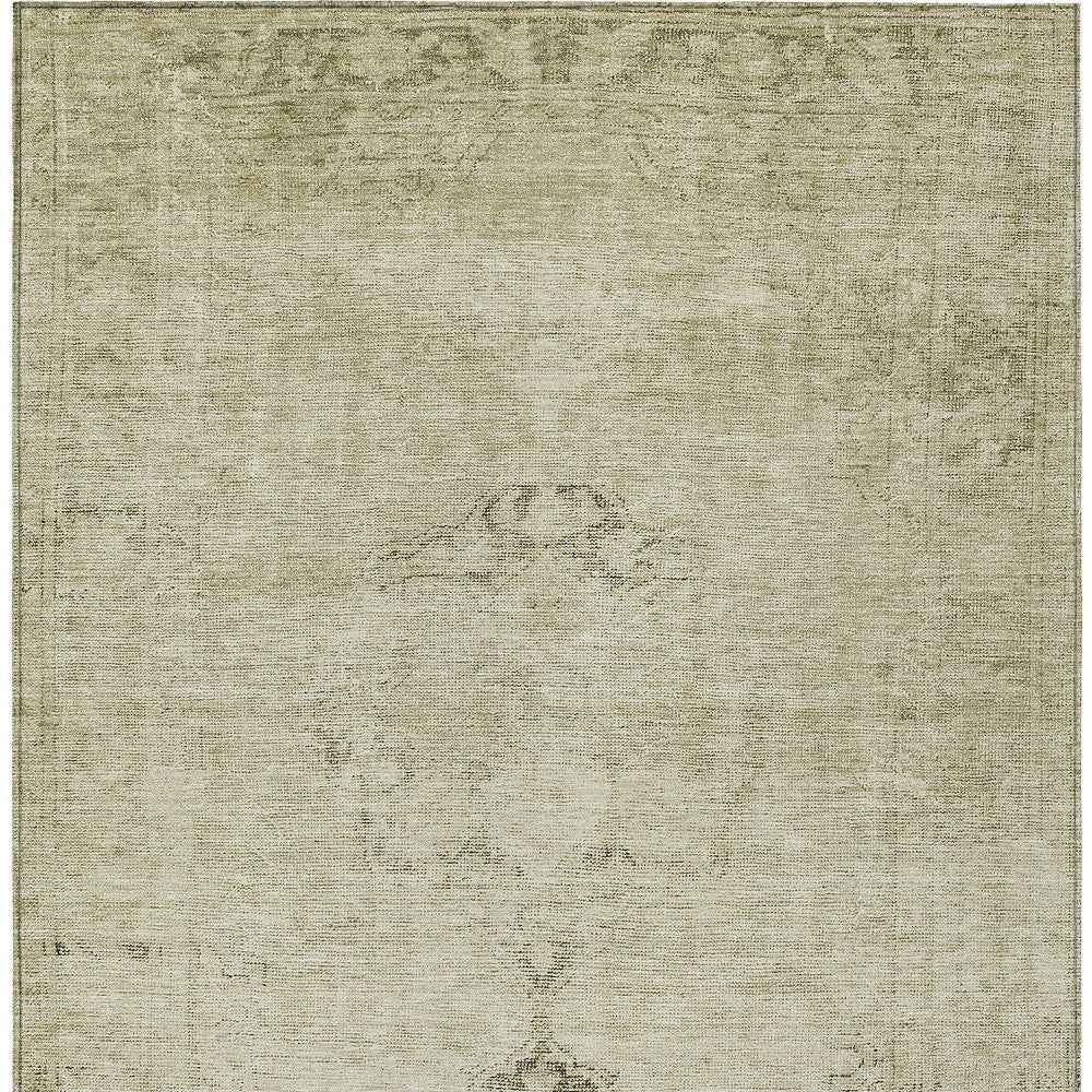 8' X 10' Beige Taupe And Brown Oriental Washable Indoor Outdoor Area Rug