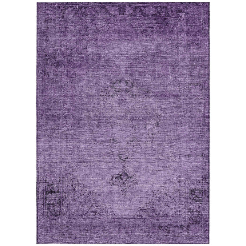 8' X 10' Purple Eggplant And Lavender Oriental Washable Indoor Outdoor Area Rug