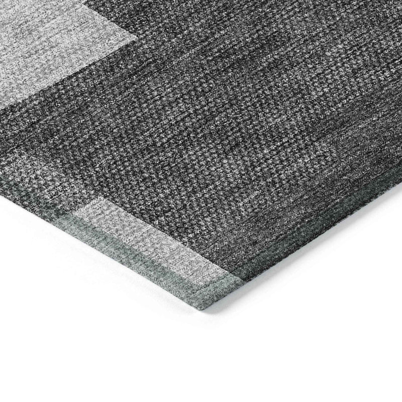 3' X 5' Gray Silver And Charcoal Geometric Washable Indoor Outdoor Area Rug