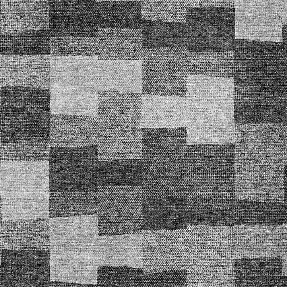 3' X 5' Gray Silver And Charcoal Geometric Washable Indoor Outdoor Area Rug