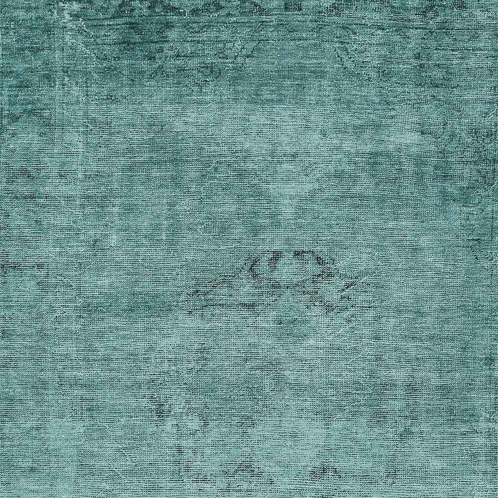 3' X 5' Teal Blue Turquoise And Charcoal Oriental Washable Indoor Outdoor Area Rug