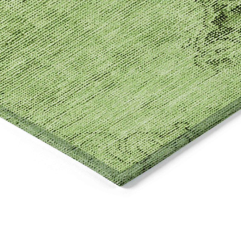 8' X 10' Green And Olive Green Oriental Washable Indoor Outdoor Area Rug