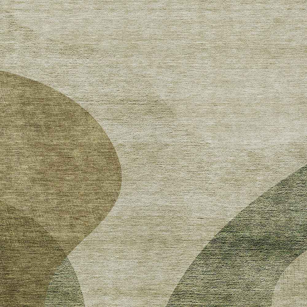 10' X 14' Beige And Chocolate Abstract Washable Indoor Outdoor Area Rug