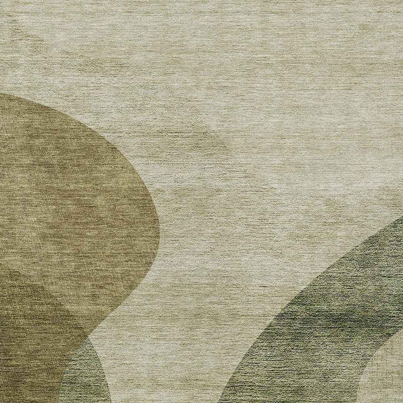 10' X 14' Beige And Chocolate Abstract Washable Indoor Outdoor Area Rug