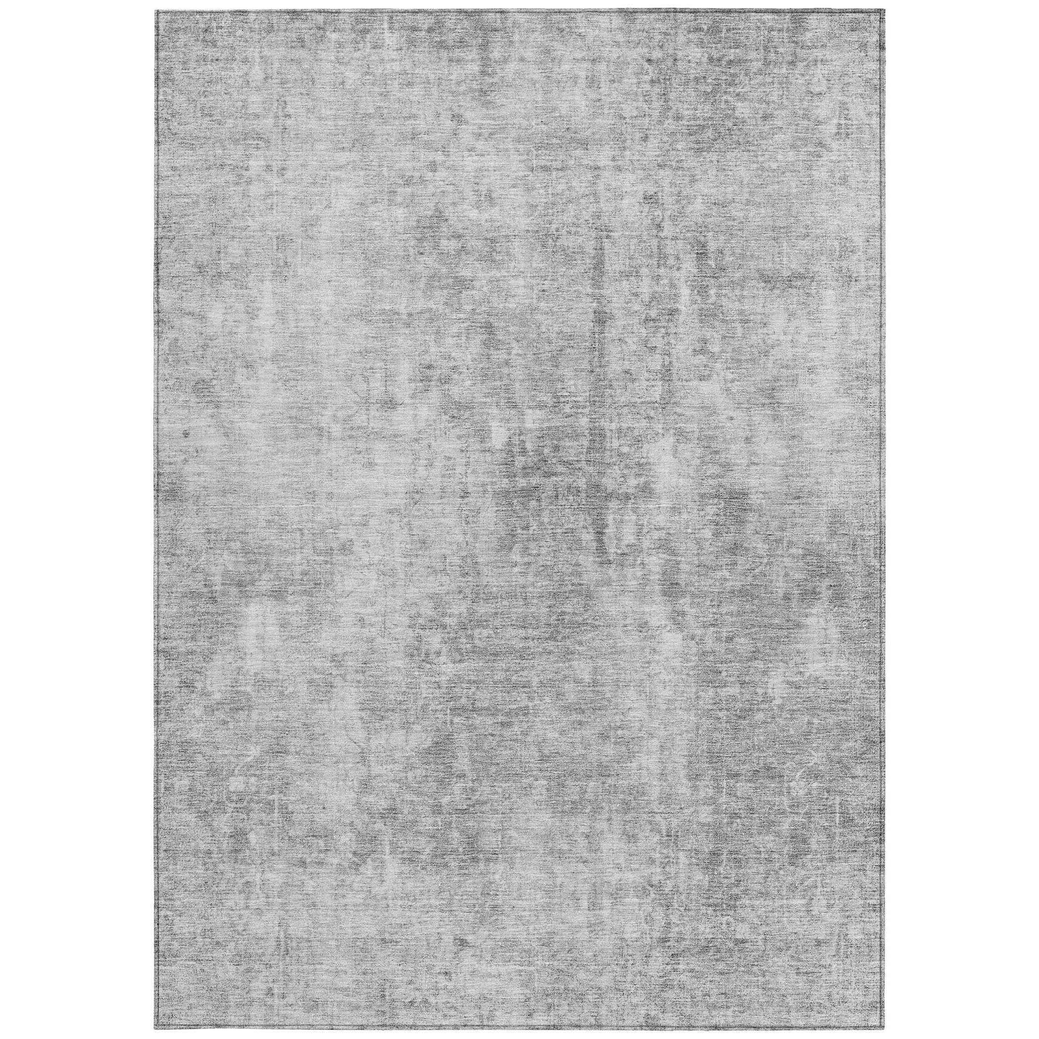 8' X 10' Gray Silver And Charcoal Abstract Washable Indoor Outdoor Area Rug