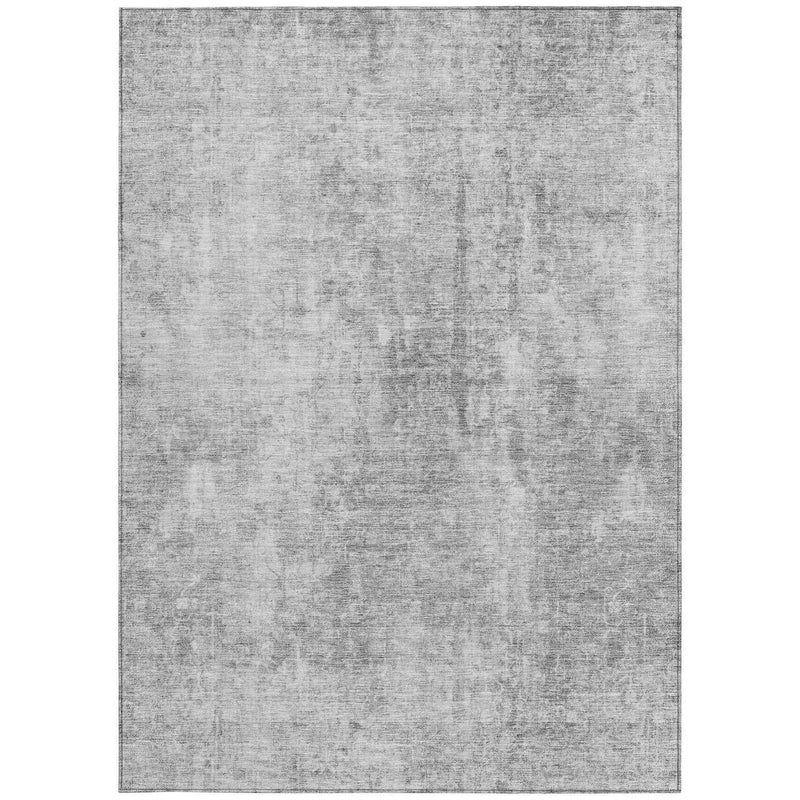 8' X 10' Gray Silver And Charcoal Abstract Washable Indoor Outdoor Area Rug