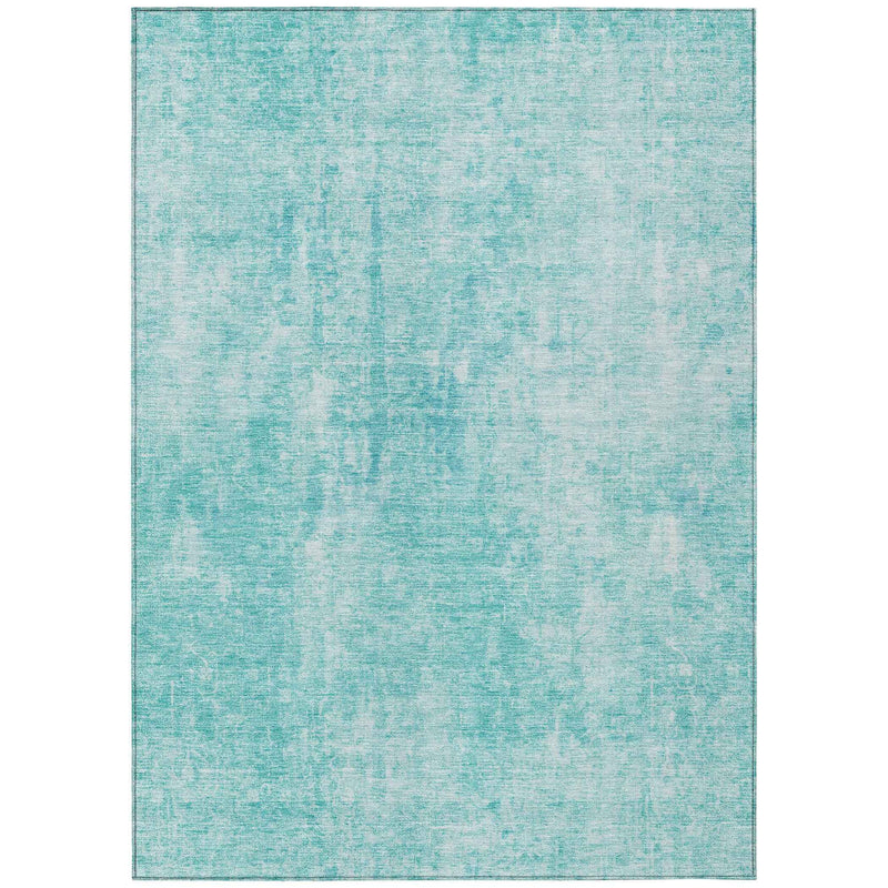 10' X 14' Teal Blue And Ivory Abstract Washable Indoor Outdoor Area Rug