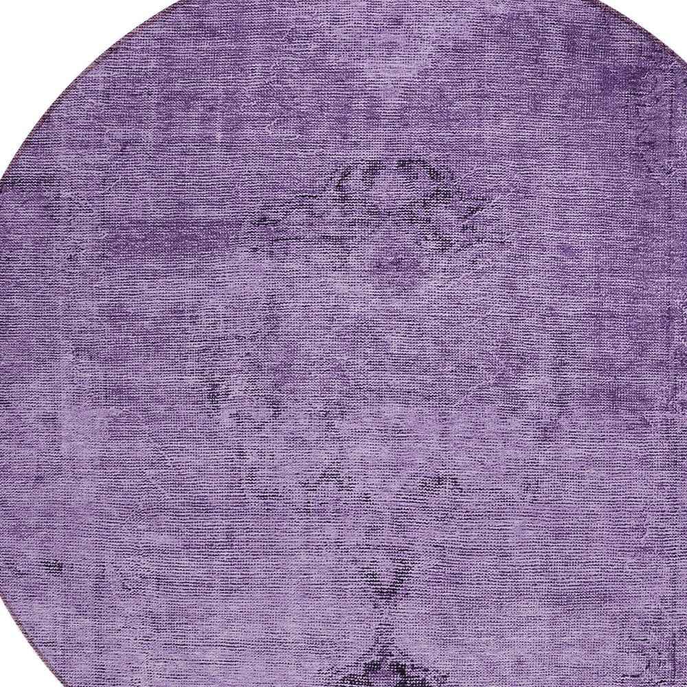 8' Purple Eggplant And Lavender Round Oriental Washable Indoor Outdoor Area Rug