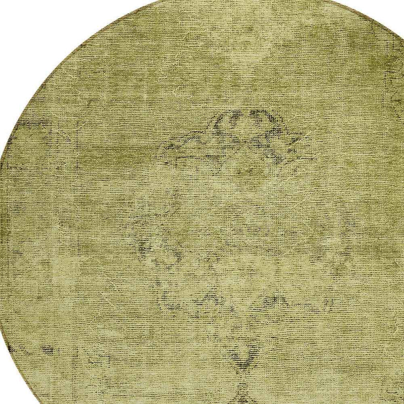 8' Khaki Brown And Taupe Round Oriental Washable Indoor Outdoor Area Rug