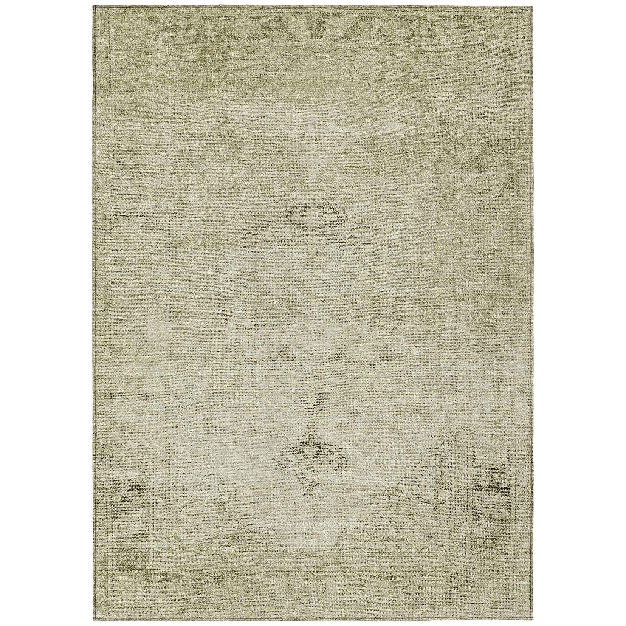 3' X 5' Beige Taupe And Brown Oriental Washable Indoor Outdoor Area Rug
