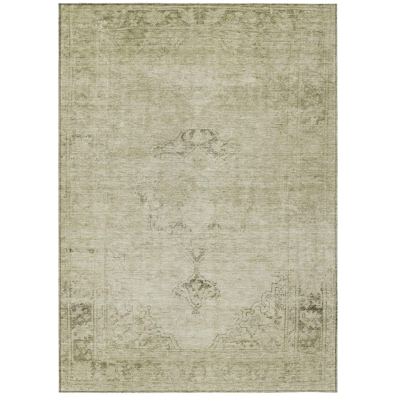 3' X 5' Beige Taupe And Brown Oriental Washable Indoor Outdoor Area Rug