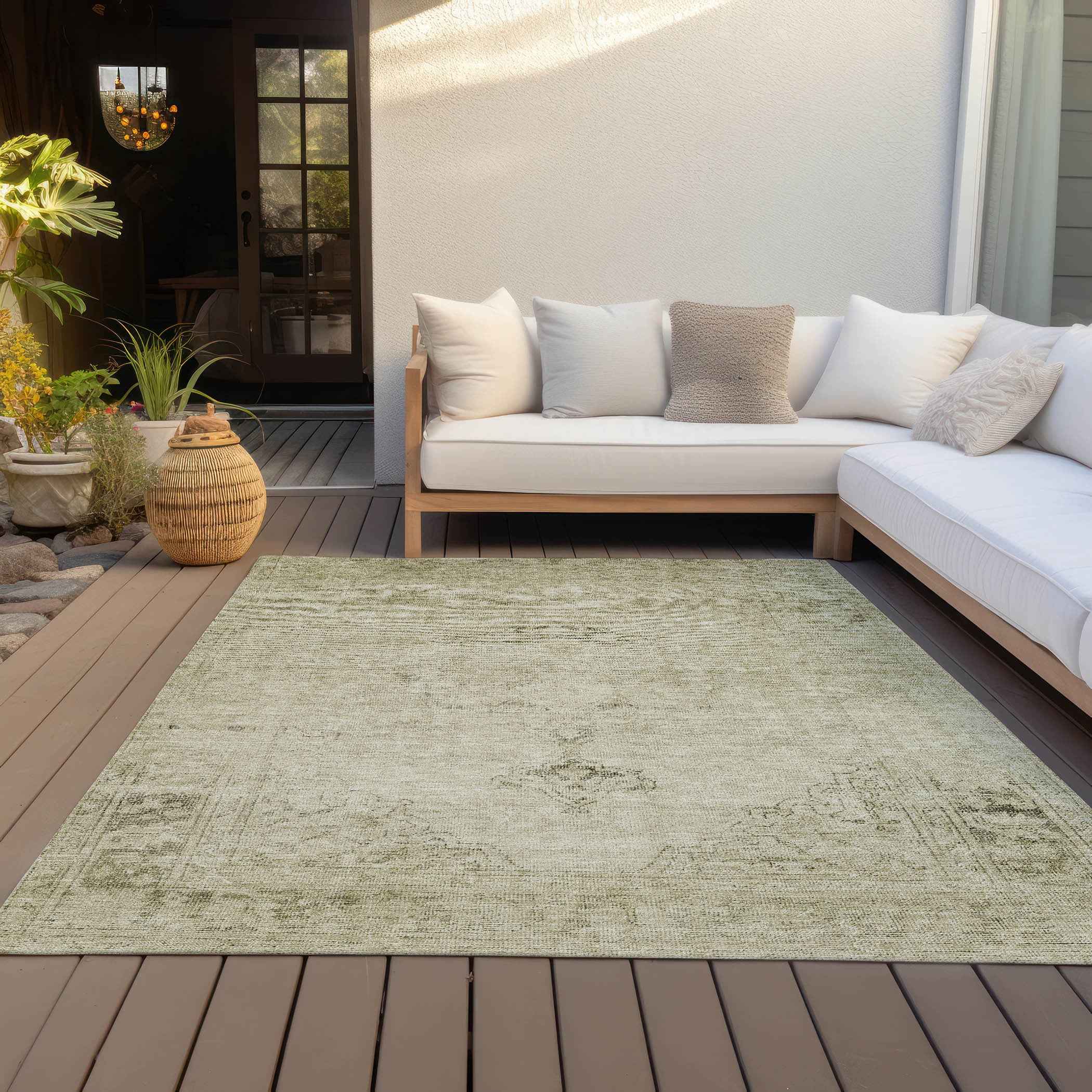 3' X 5' Beige Taupe And Brown Oriental Washable Indoor Outdoor Area Rug