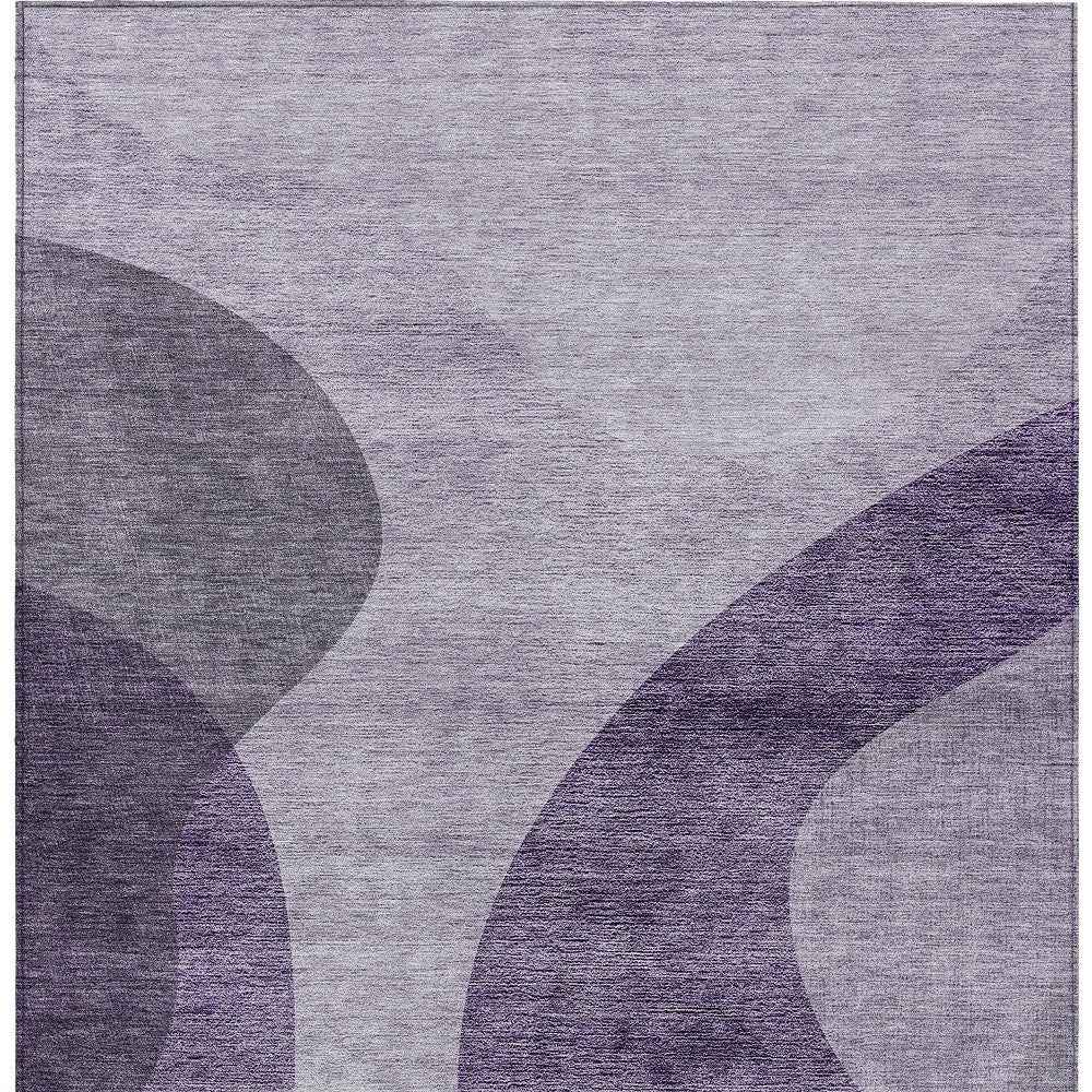 8' X 10' Purple Lavender And Eggplant Abstract Washable Indoor Outdoor Area Rug