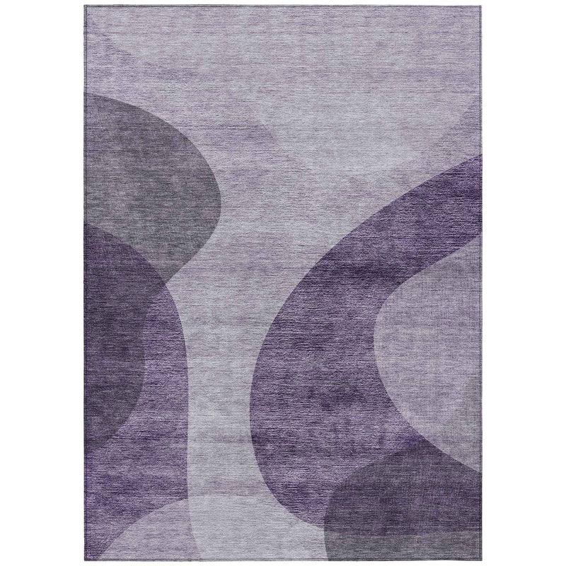 3' X 5' Purple Lavender And Eggplant Abstract Washable Indoor Outdoor Area Rug