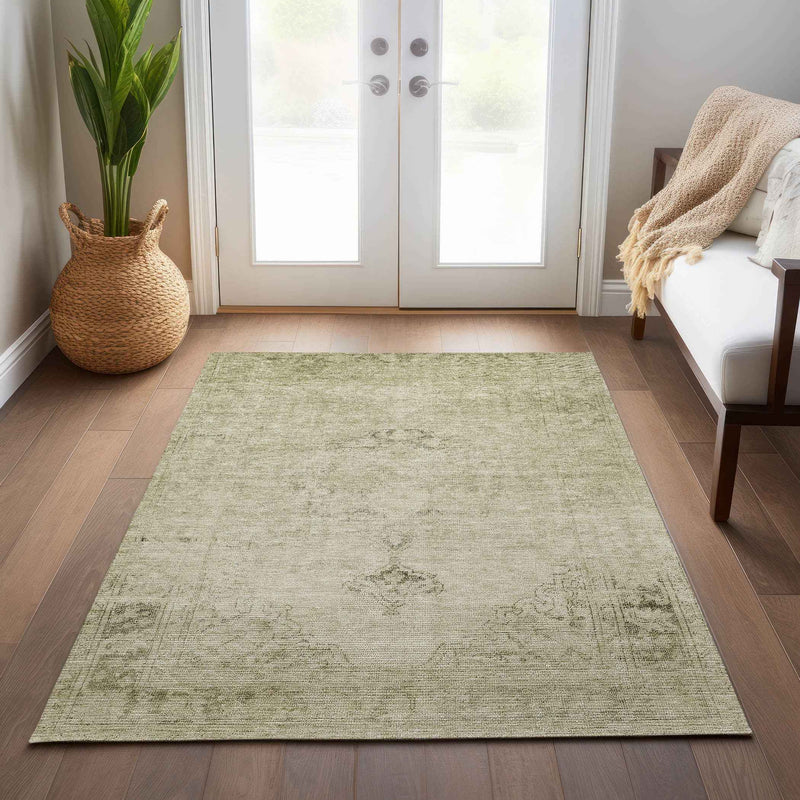9' X 12' Beige Taupe And Brown Oriental Washable Indoor Outdoor Area Rug