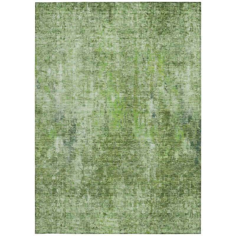 5' X 8' Olive Green And Artichoke Green Abstract Washable Indoor Outdoor Area Rug