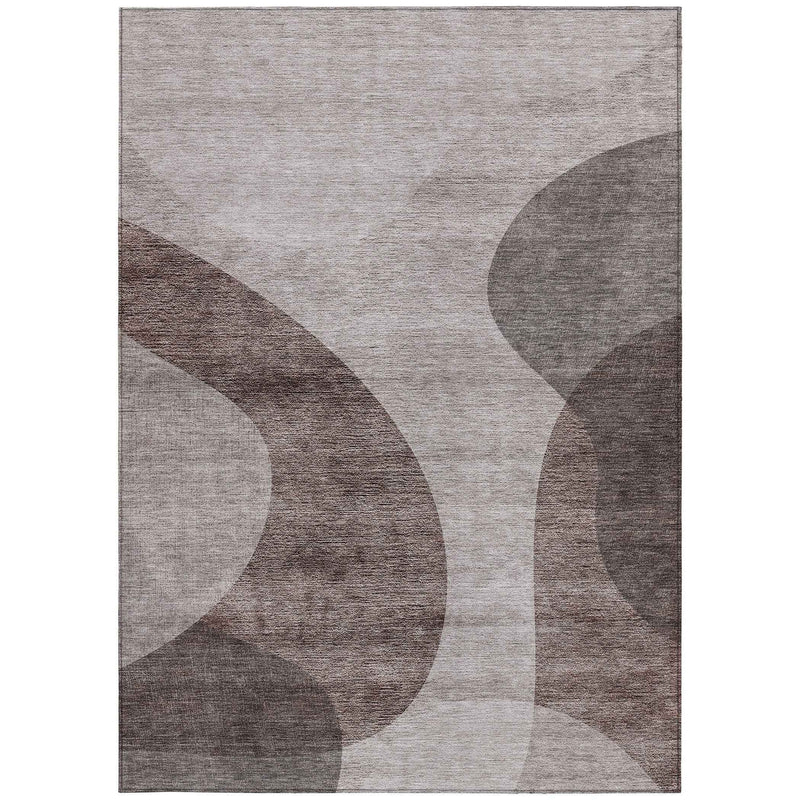 9' X 12' Brown Taupe And Beige Abstract Washable Indoor Outdoor Area Rug