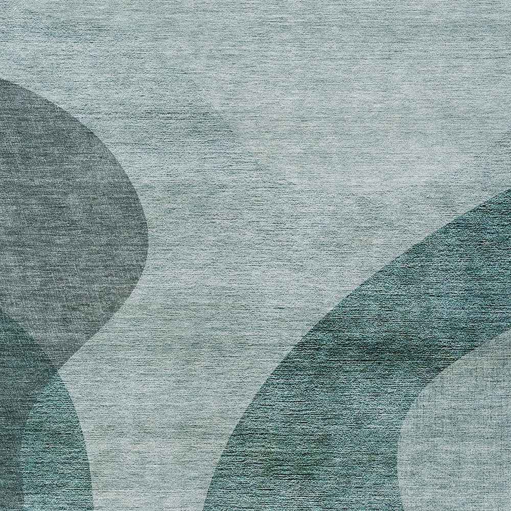 5' X 8' Green And Sage Abstract Washable Indoor Outdoor Area Rug