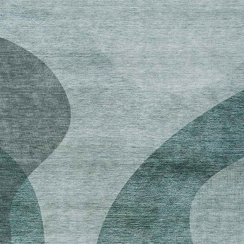 5' X 8' Green And Sage Abstract Washable Indoor Outdoor Area Rug