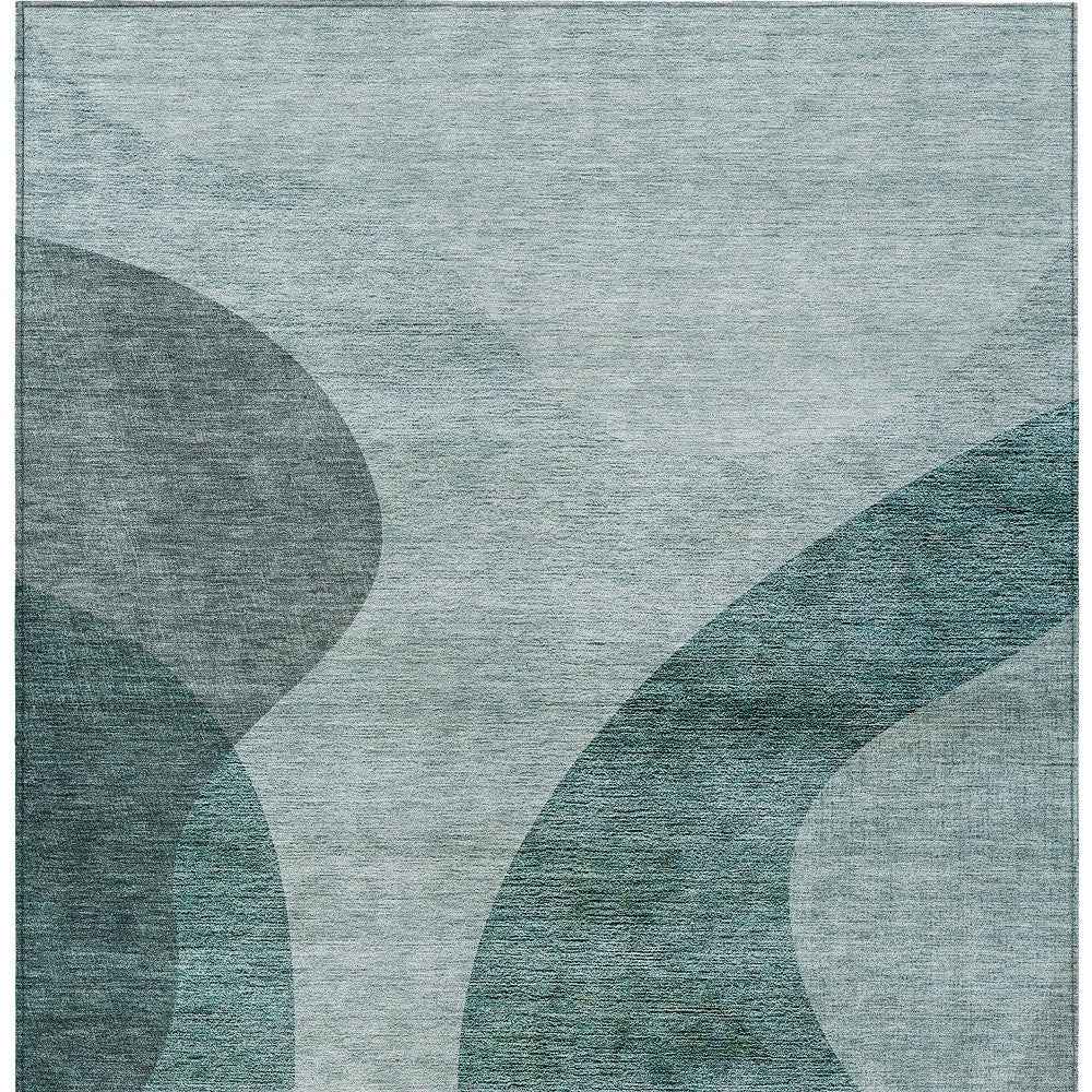 5' X 8' Green And Sage Abstract Washable Indoor Outdoor Area Rug