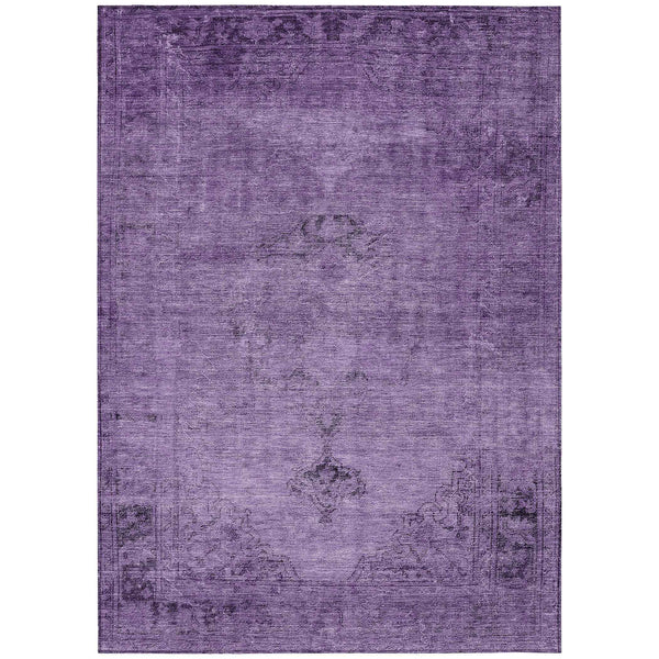10' X 14' Purple Eggplant And Lavender Oriental Washable Indoor Outdoor Area Rug