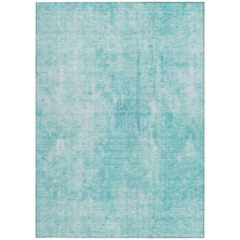 5' X 8' Teal Blue And Ivory Abstract Washable Indoor Outdoor Area Rug