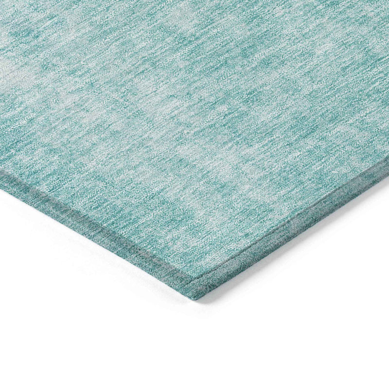 5' X 8' Teal Blue And Ivory Abstract Washable Indoor Outdoor Area Rug
